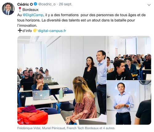 Cédric O, Secrétaire d’État au Numérique, en visite à Digital Campus Bordeaux