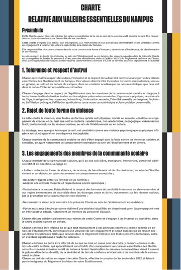La charte des valeurs