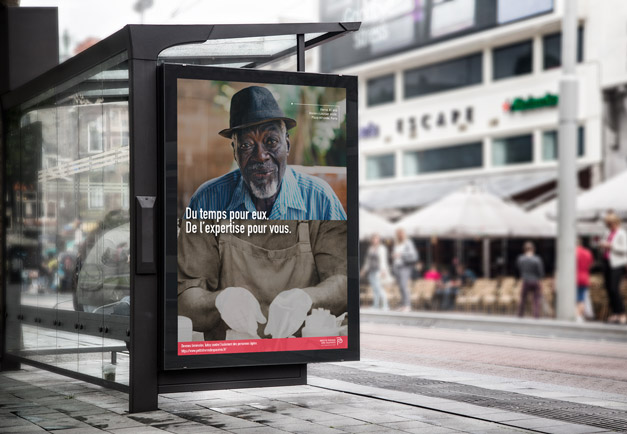 Exemples d’affiches réalisées par les élèves de première année de Mastère spécialité Direction artistique digitale pour la campagne de sensibilisation à l’isolement des personnes âgées par les Petits frères des pauvres. Workshops DC Paris